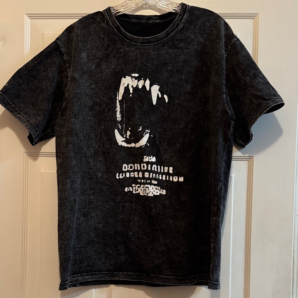 Black Graphic T-Shirt with White Print
